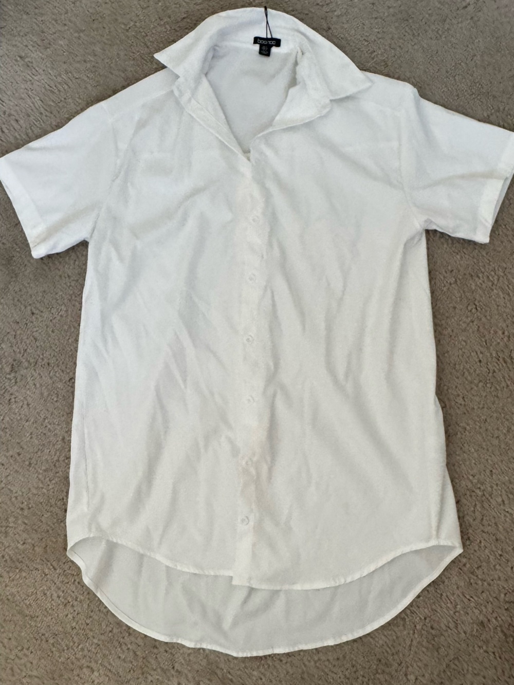 Boohoo White Short Sleeve Button-Down Shirt